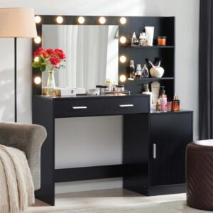 MIRROTOWEL 46.7IN Vanity Desk with Mirror and Lights