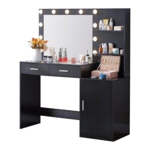 MIRROTOWEL 46.7IN Vanity Desk with Mirror and Lights