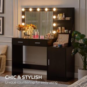 MIRROTOWEL 46.7IN Vanity Desk with Mirror and Lights